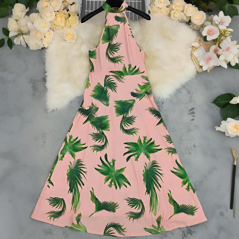 Women's Sleeveless High-Neck High-Waist Floral Sexy Maxi Dress 3