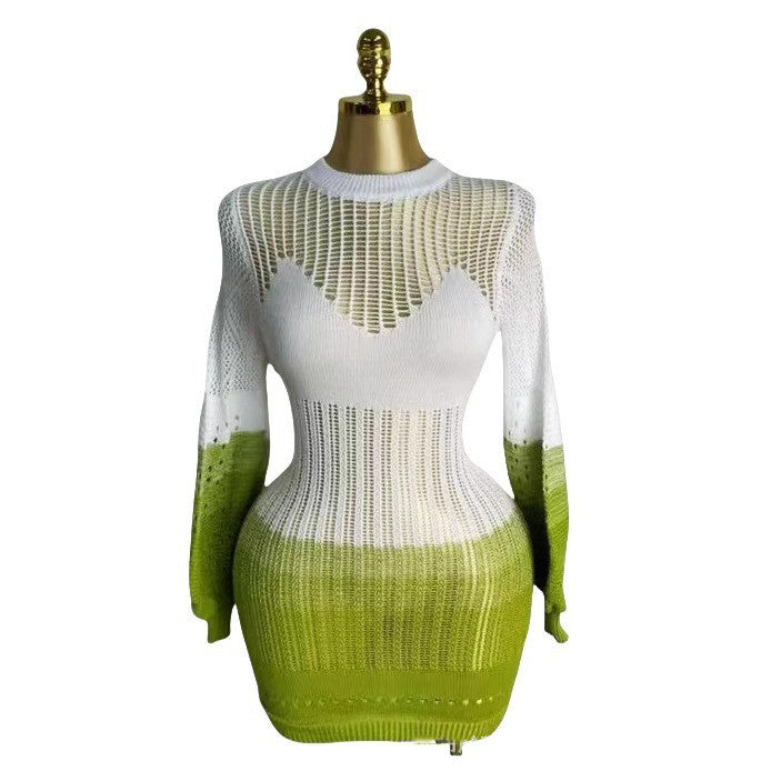 Women Autumn Hollow Knitting Style Beach Dress 22