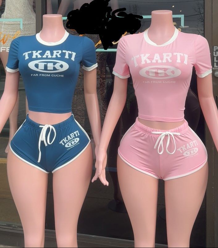 Women Contrast Print Short Sleeve T-shirt and Shorts Two-piece Set 5