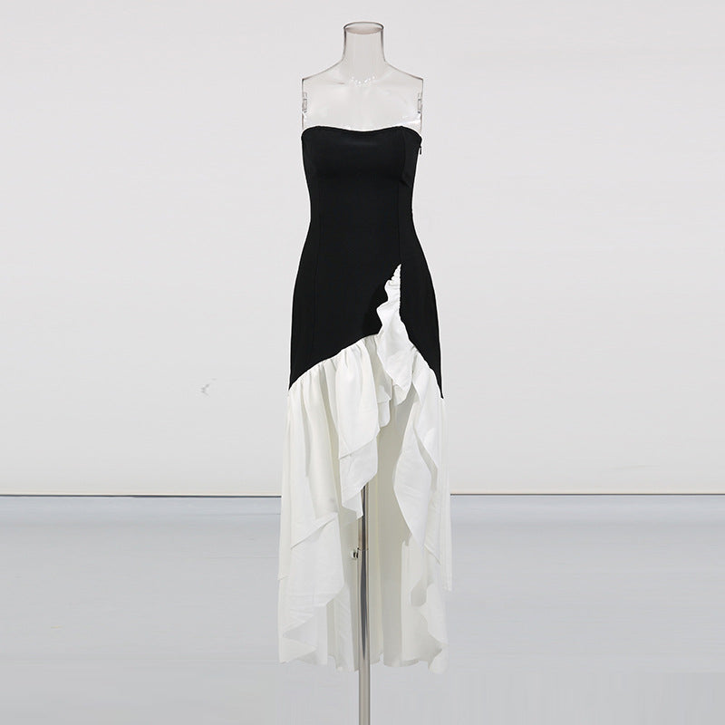 Chic Elegant Black & White Strapless Bandage Dress 4