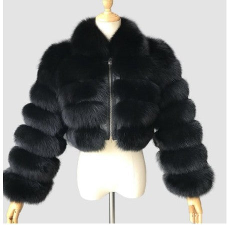 Long Sleeve Turndown Collar Faux Fur Women's Jacket 27