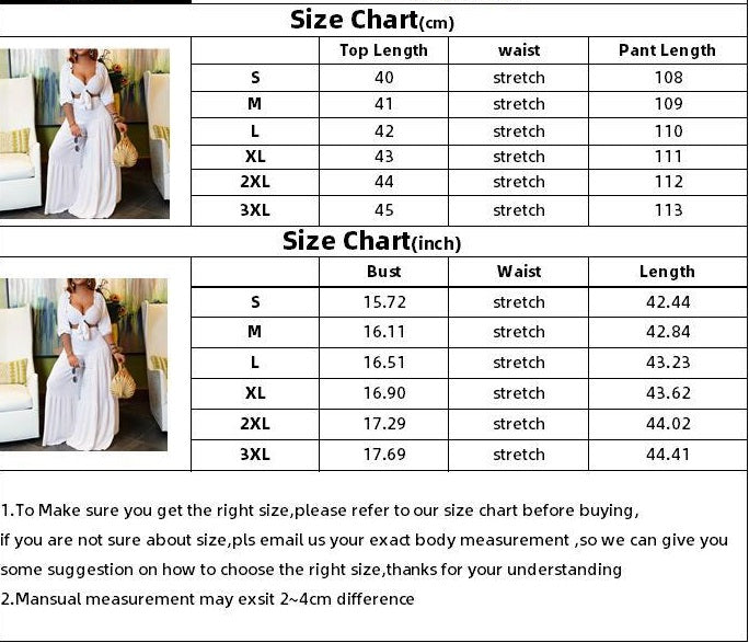 Women Spring Casual V-neck Sleeveless High Waist Solid Cascading Ruffle Loose Plus Size Two Piece Pants Set 12