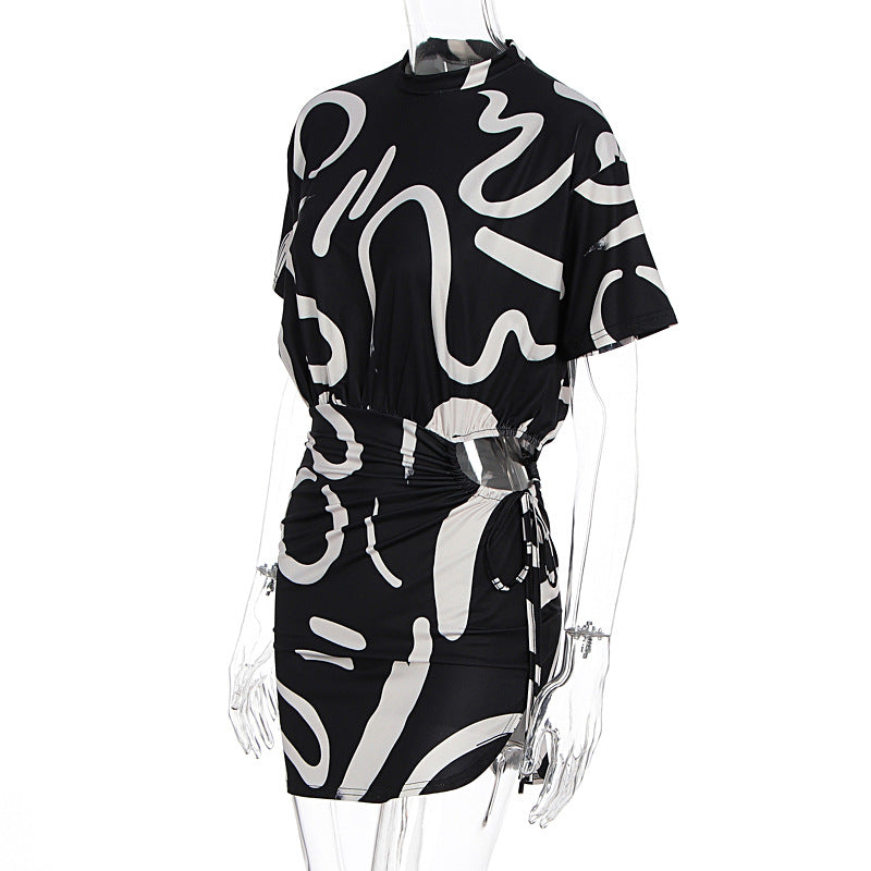 Women Summer Tie-Dye Gathered Bodycon Dress 16