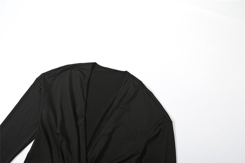 Autumn Outfit Sexy Fashion Deep V-Neck Long Sleeve Bodycon Dress 21