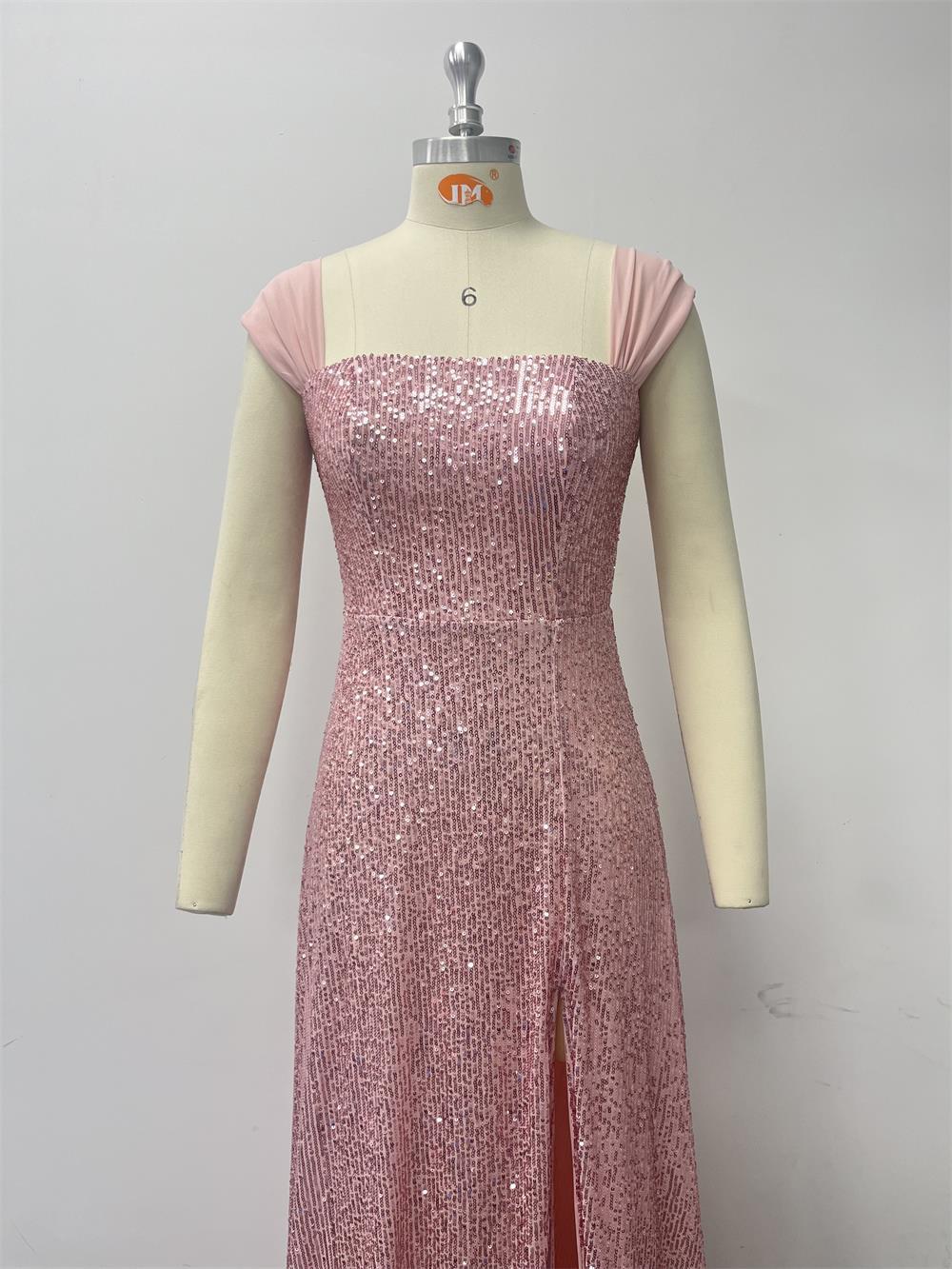 Women sequined sequined suspenders sleeveless slit sexy evening dress 11