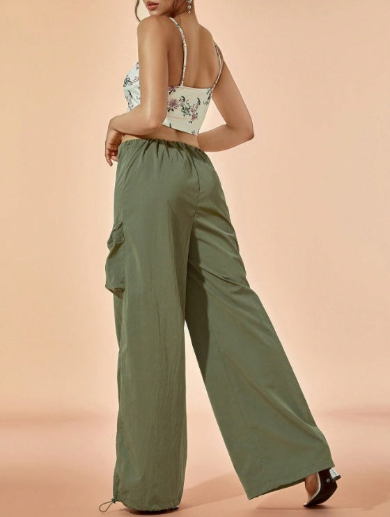 Drawstring Wide-Leg Casual Street Style Loose Lazy Athletic Quick-Dry Long Pants 3