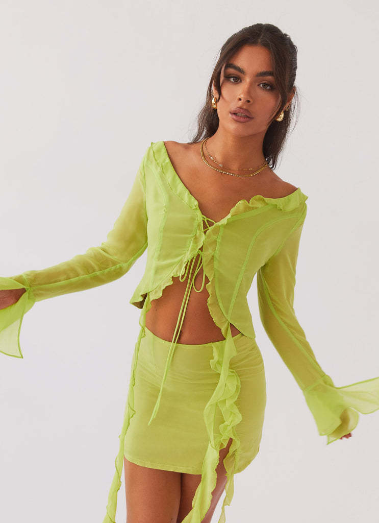 Sexy ruffle slim women's clothing tassel long sleeve top Bodycon skirt two piece set 4