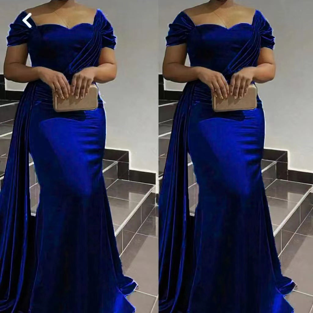Solid Color Sexy Low-Back Slim Asymmetrical Long Dress
