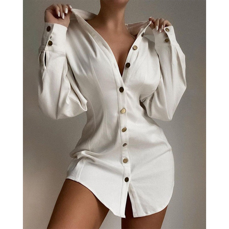 Fall Fashion Print Slim Waist Button Blouse Long Sleeve Shirt 7