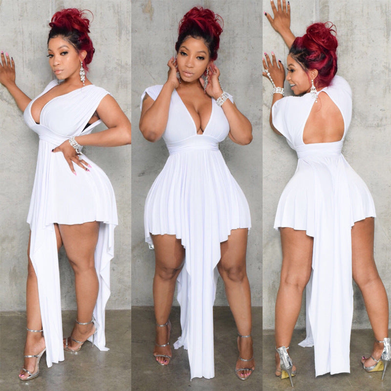 Women V Backless Irregular Sexy Dress