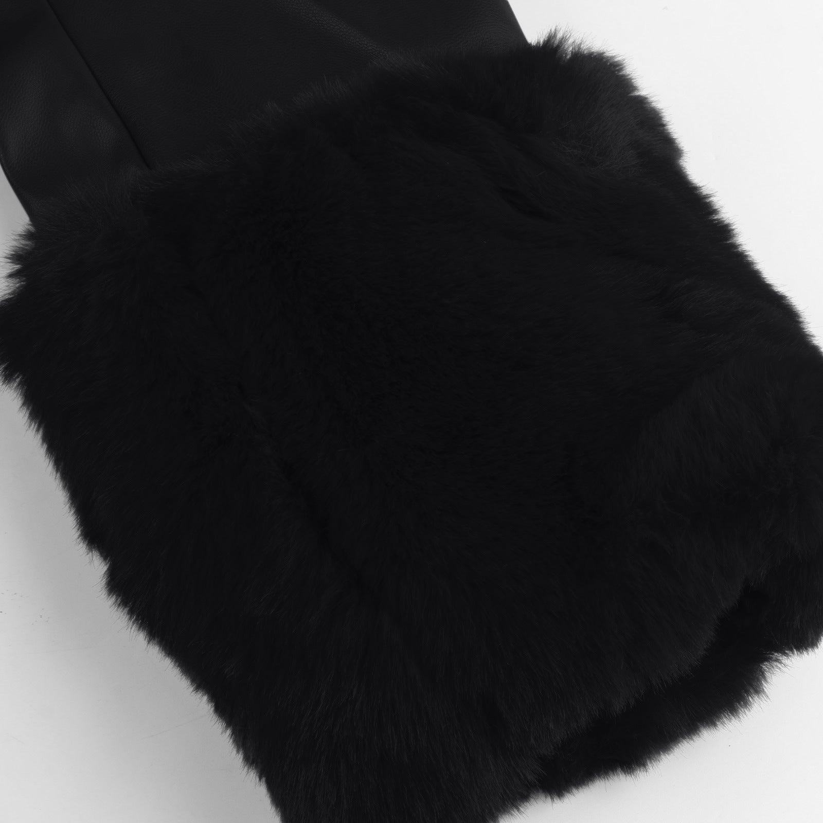 Autumn And Winter Turndown Collar Long Coat With Fur Collar Chic Zipper Women's Pu Coat 24