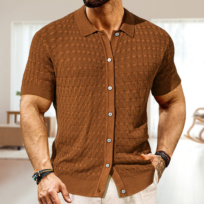 Men's Spring and summer knitting short-sleeved polo top 6