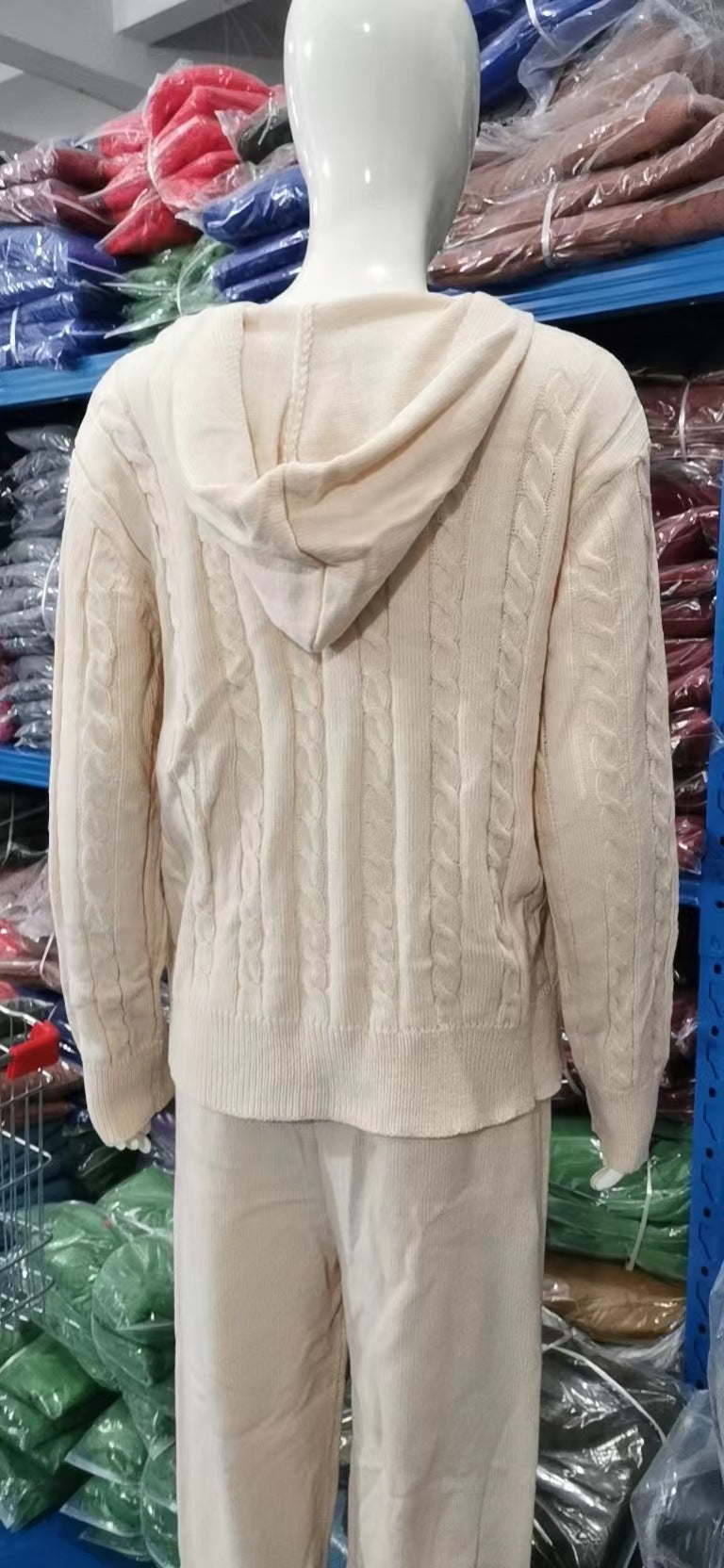 Autumn solid color hooded zipper top Casual home loungwear set 15