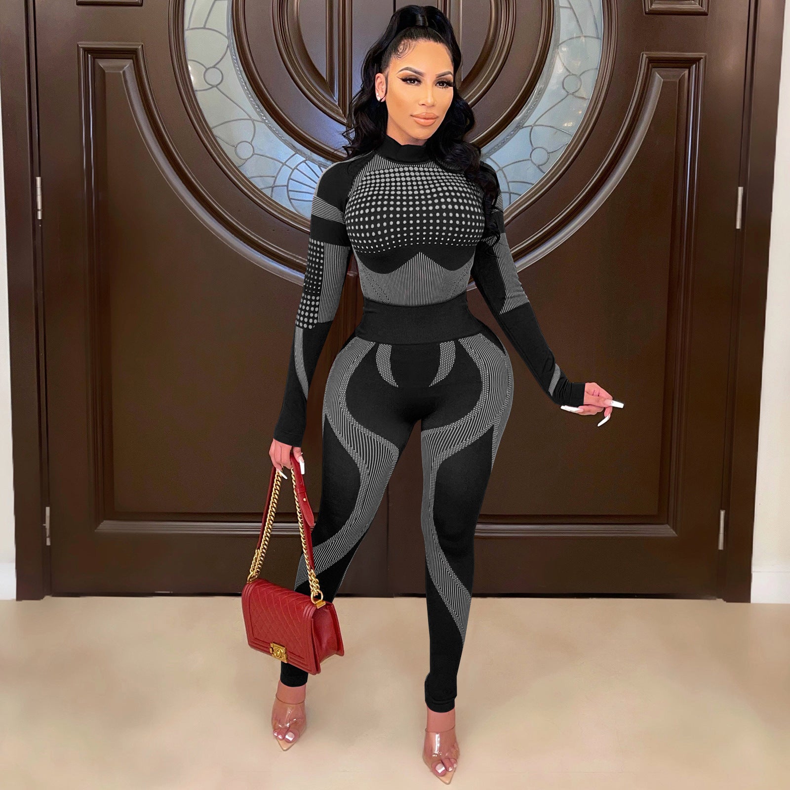 Women's Fashion Casual Sports Yoga Autumn And Winter Two-Piece Pants Set 5