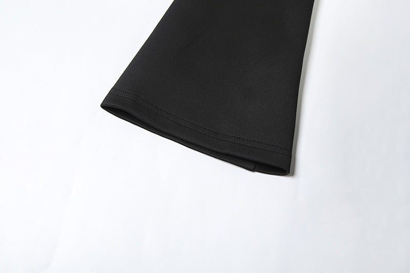 Autumn Women's Solid Color Chic Turndown Collar Slim Waist Lace-Up Zipper Long Sleeve Dress 14