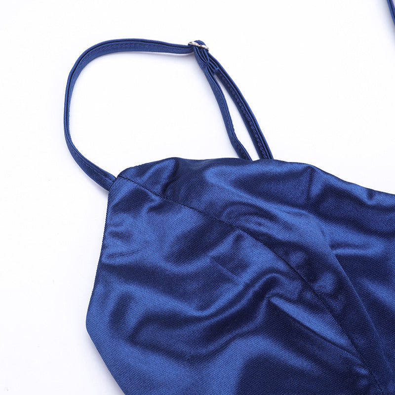 Summer Sexy Low-Back High-Slit Strap Long Dress 9