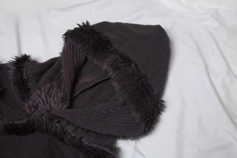 Women Fall and winter shawl Solid hooded knitting cape shawl sweater 21