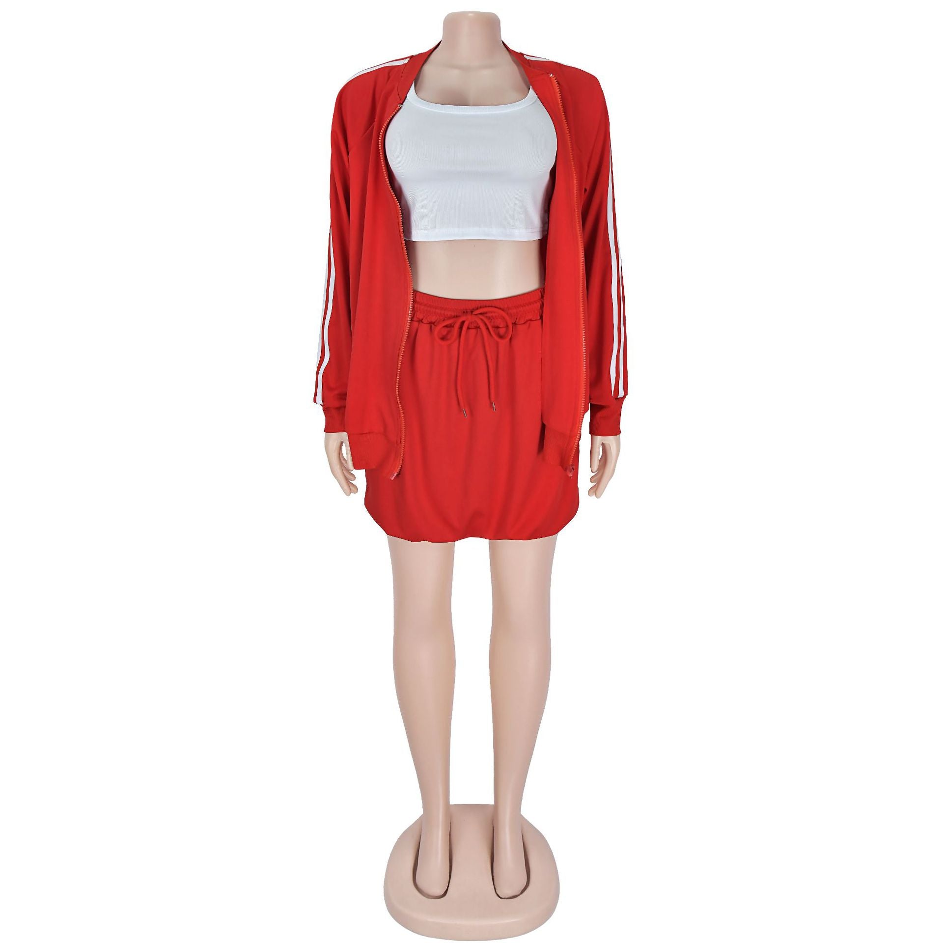 Summer Ribbon Jacket Short Skirt Solid Color two piece set 7