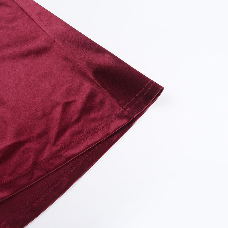 Women Sexy V Neck Satin Slit Strap Dress 21