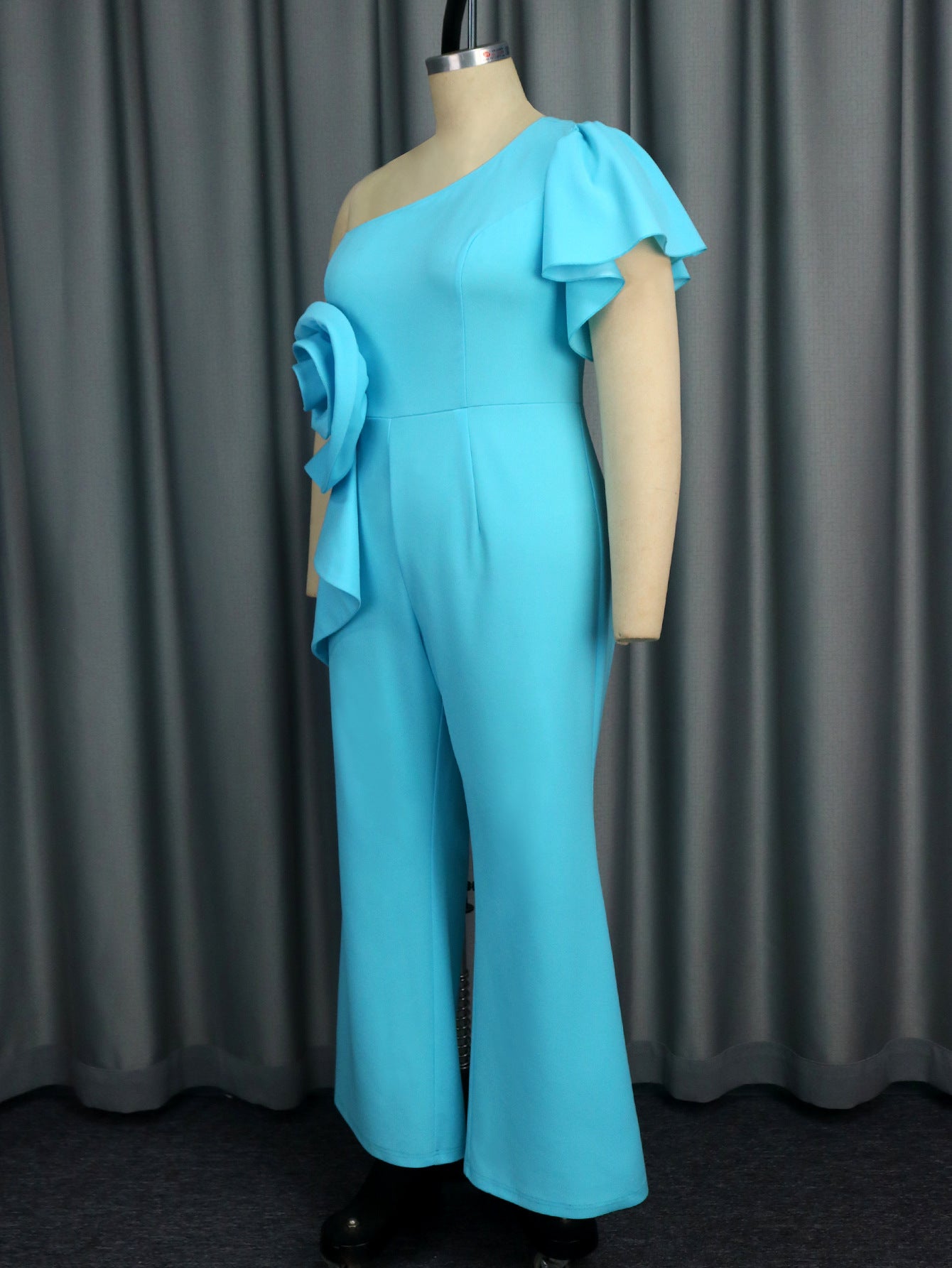 One Shoulder Slash Shoulder Flower Formal Party Jumpsuit 5