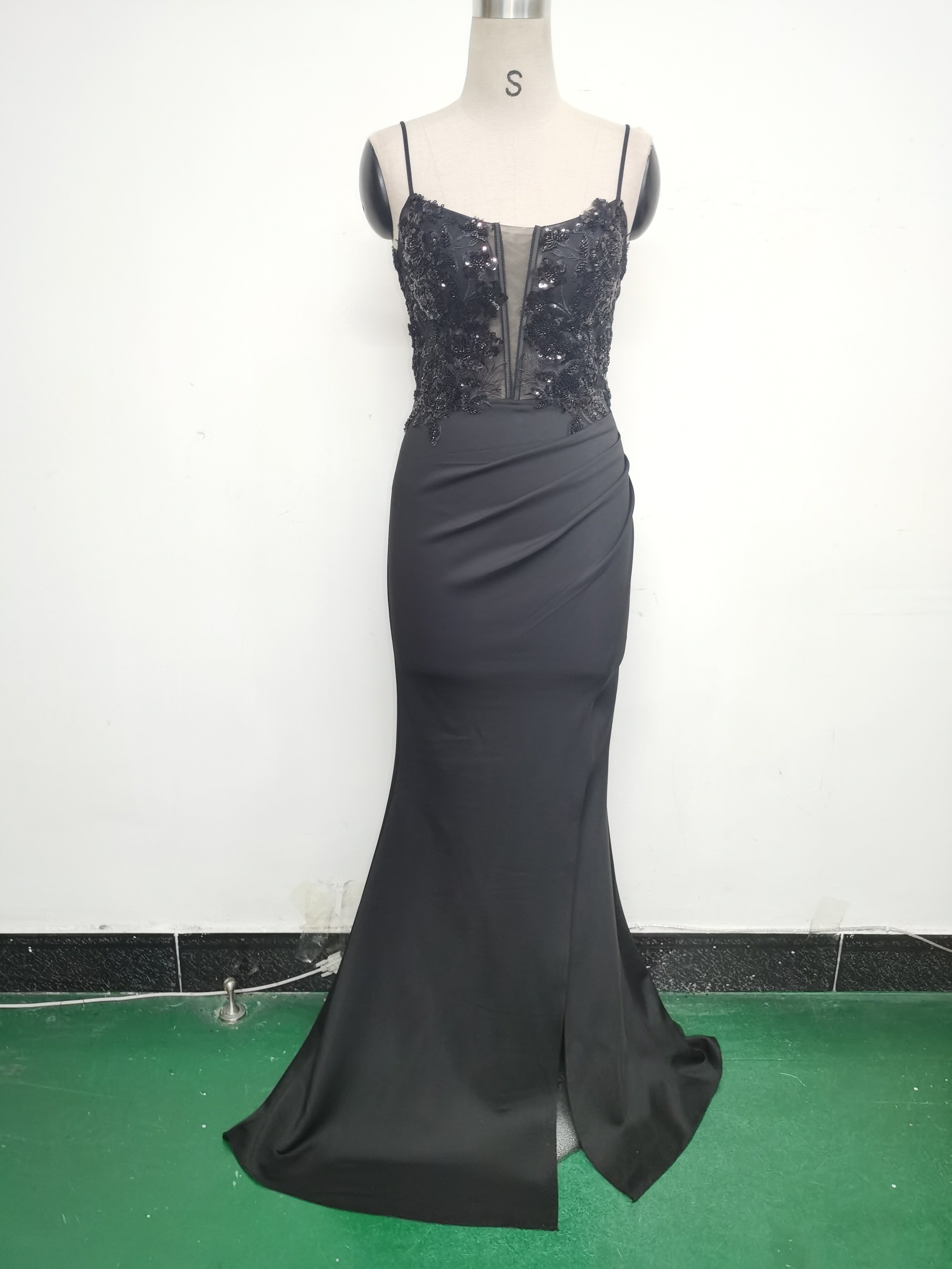 Women Fishbone Lace-Up Sequin Embroidery Formal Formal Party Evening Dress 35