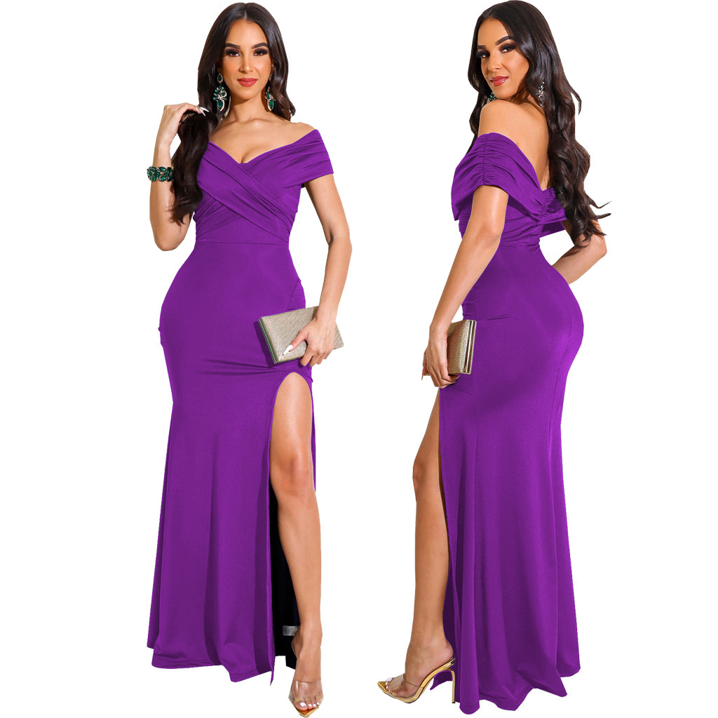 Women Sexy V-Neck Sleeveless Slit Long Dress 9