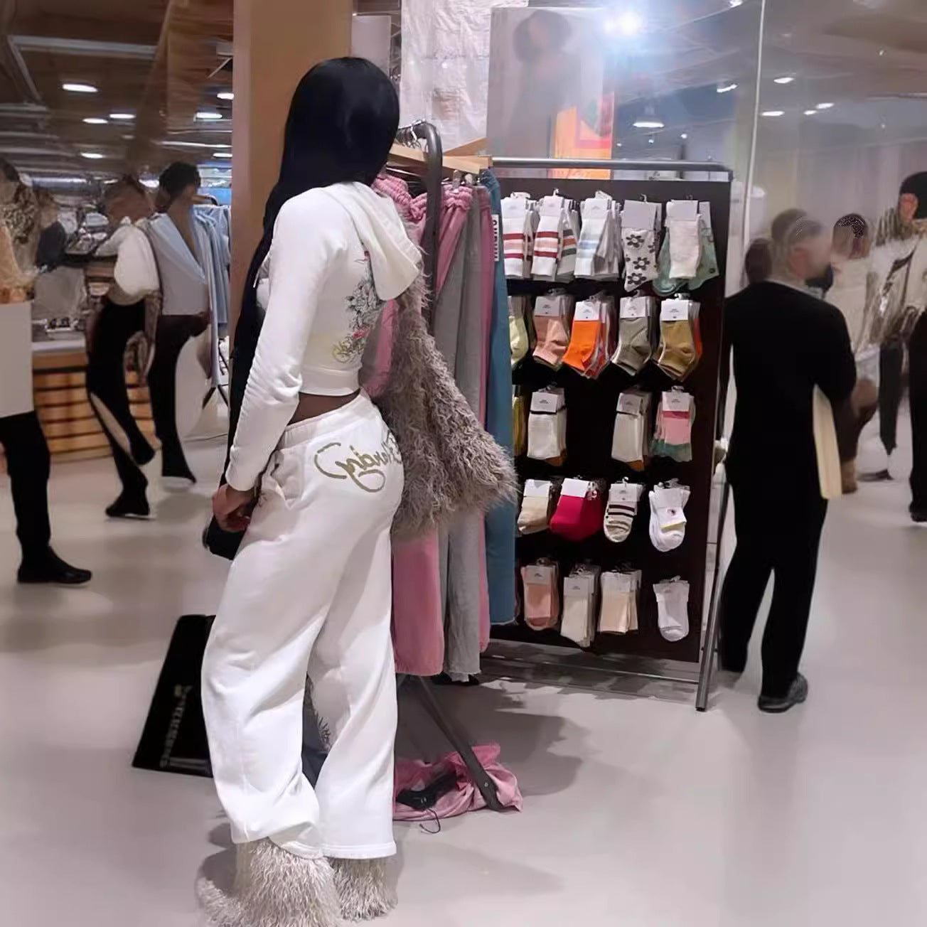 Women's Fashion Positioning Print Hoodies Casual Pants Two Piece Set 5