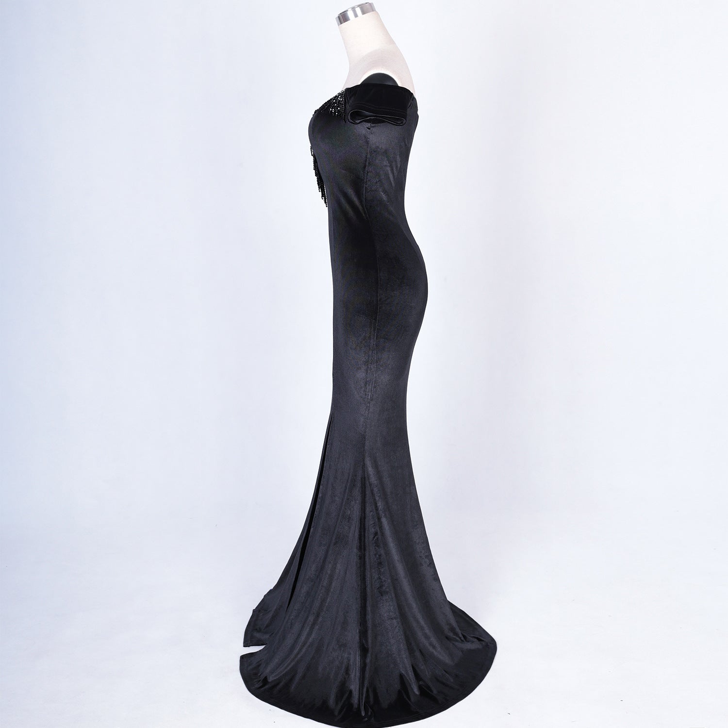 sexy off shoulder mermaid long velvet Formal Party evening dress 22