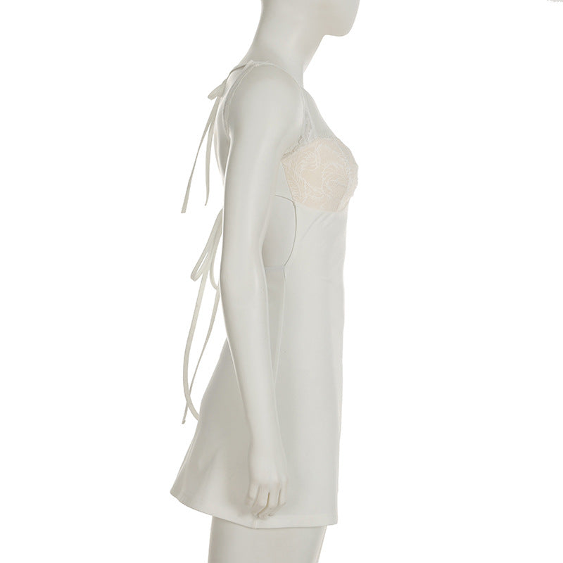 Women Lace Patchwork Sexy Backless Lace Sundress 6