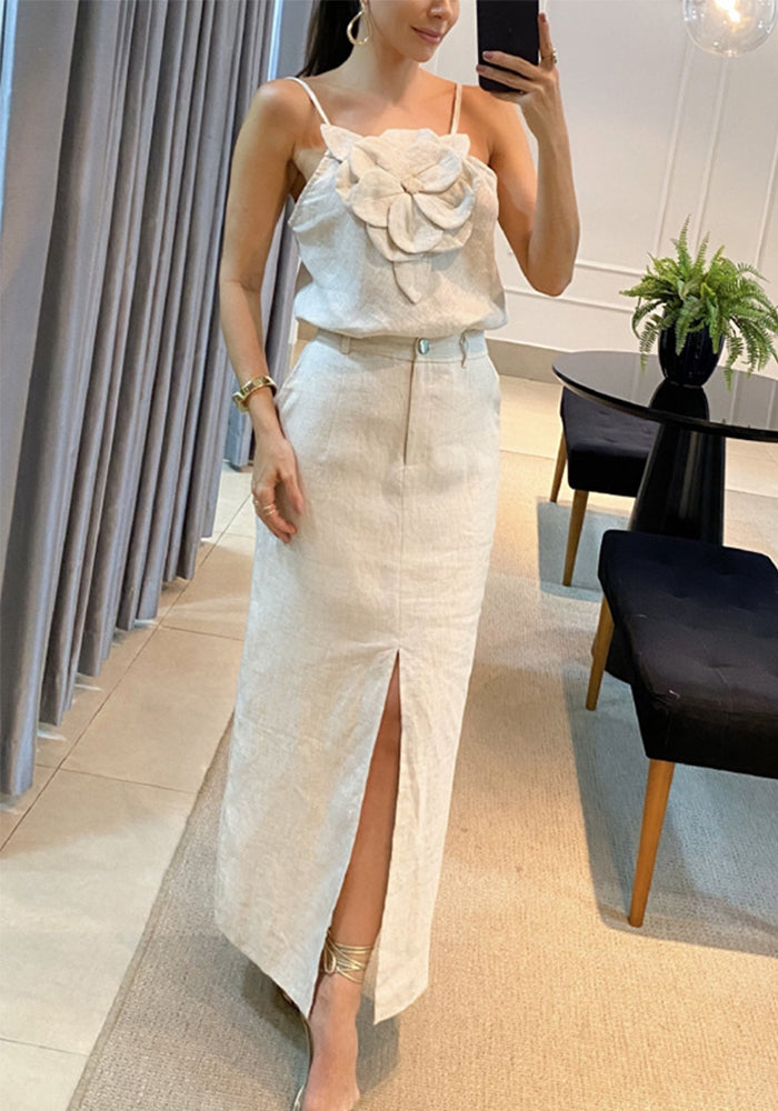 Women top and pocket skirt, two-piece set