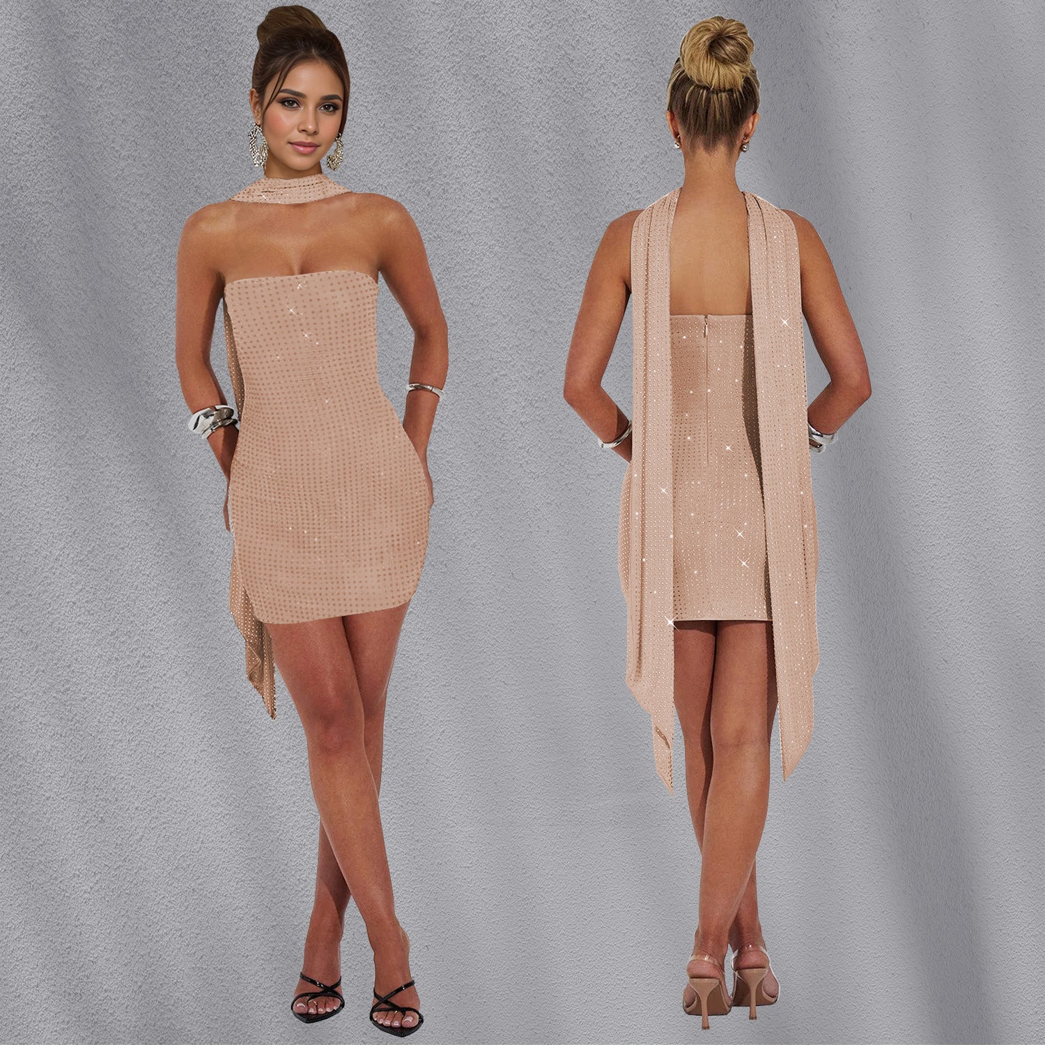 Women sexy ribbon beaded dress 7