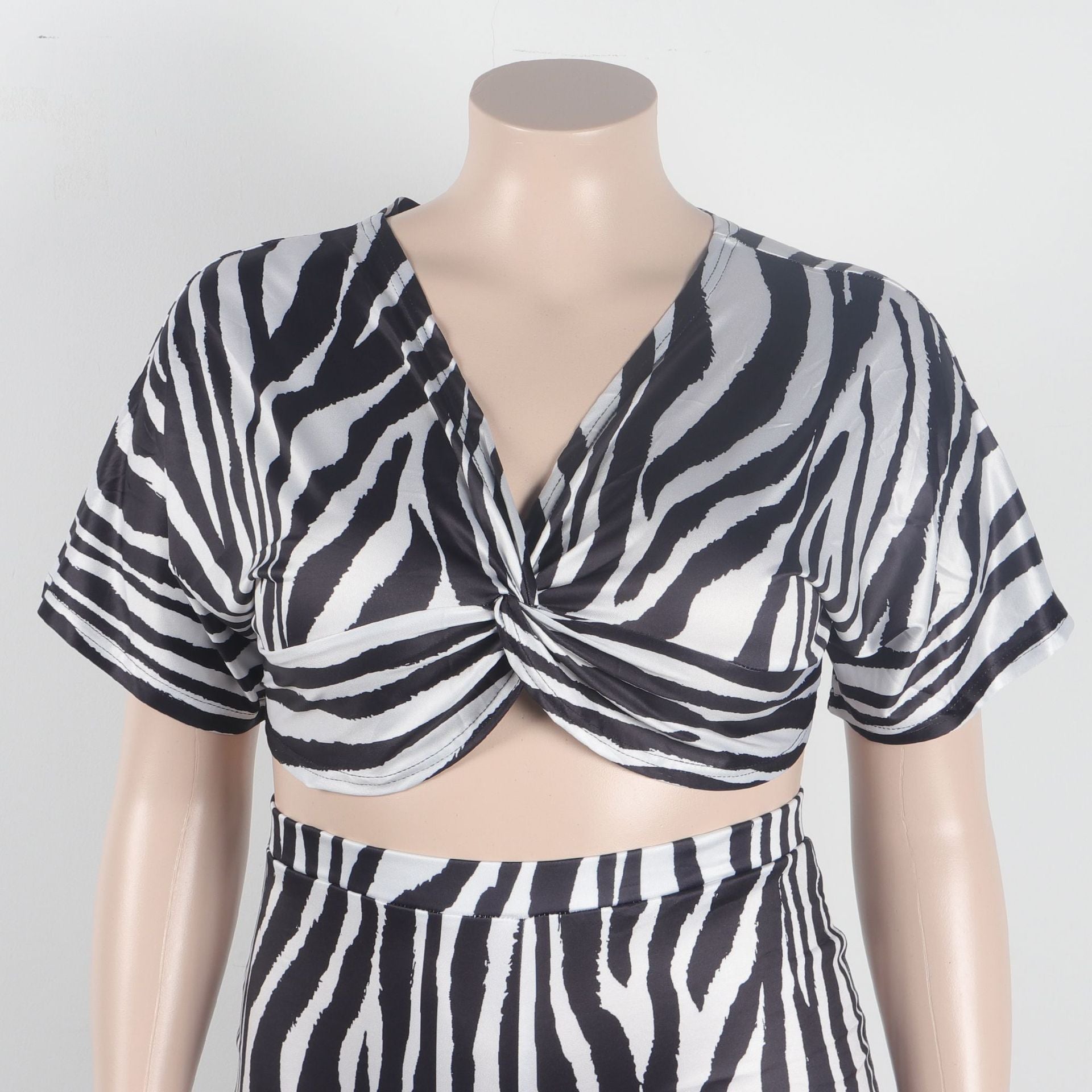 Sexy zebra print bootcut two-piece trouser suit 12