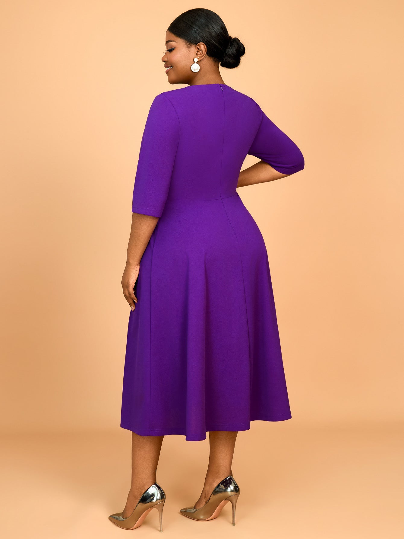 Summer Color Block Floral A-Line Cocktail Slim Waist Plus Size Party Dress