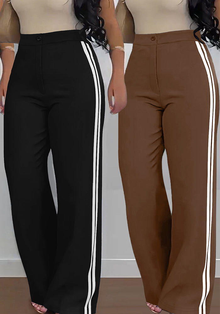Women's Side Stripe High-Waist Straight Leg Casual Pants