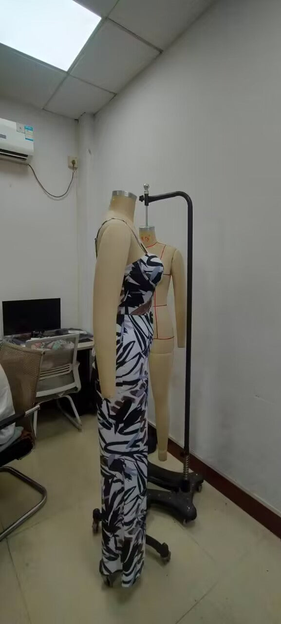 Sexy Printed Strap Wide-Leg Jumpsuit 9