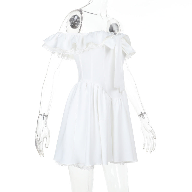 Off-Shoulder Slim Waist A-Line Mini Dress Chic Cocktail Dress 7