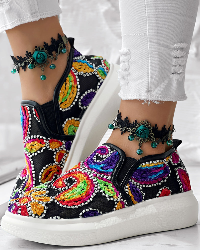 Multi-Color Mesh Platform Casual Flat Shoes