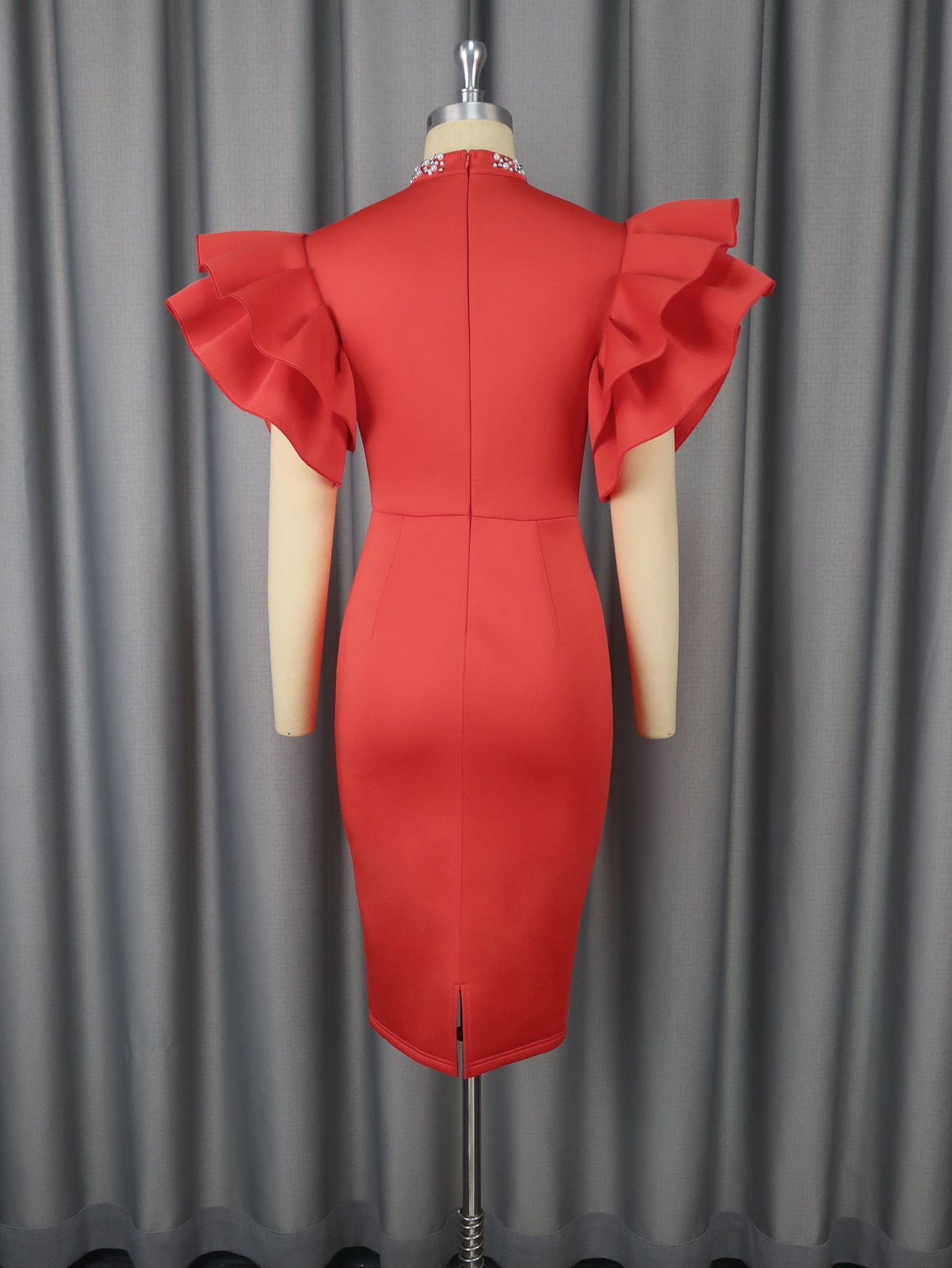 Summer Ruffle Beaded High-Waist Slim Elegant Bodycon Formal Party Evening Dress 5