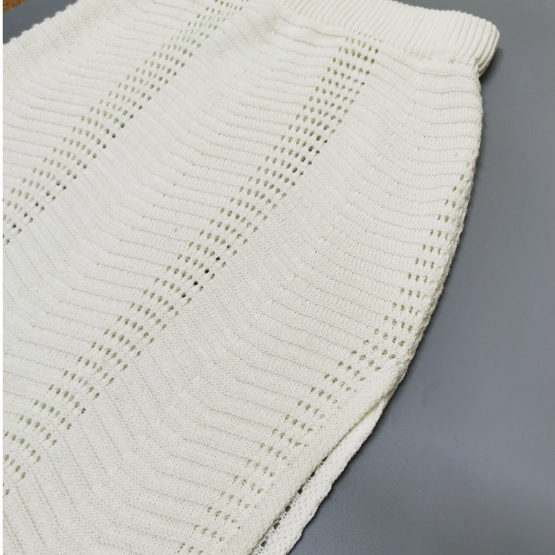 Women Spring Sleeveless Strapless Top and Slit Skirt Two-piece Set 12