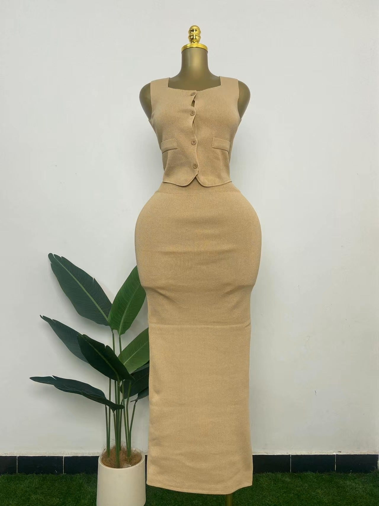 Women knitting Top and Skrit two-piece set 6