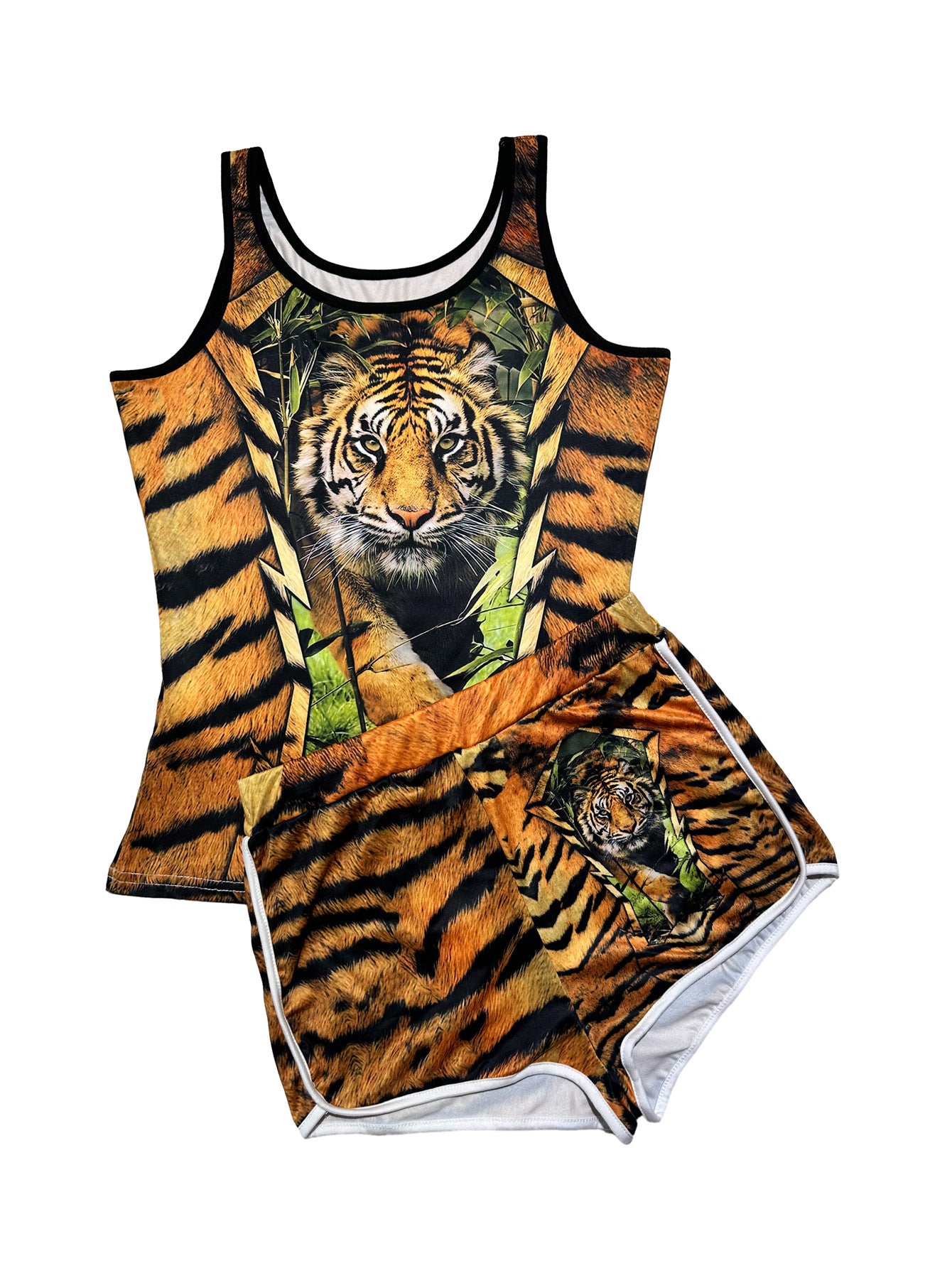 Women's clothing sexy tight fitting print vest shorts two-piece set 11