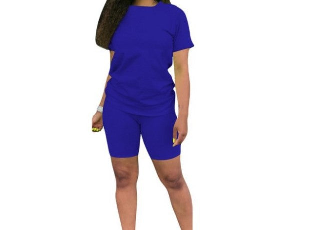 Solid color sports Casual two-piece Shorts Set 13