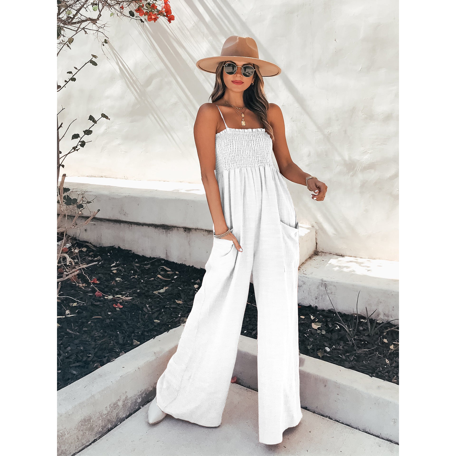 Women Sexy Camisole Loose Casual Holidays Wide Leg Jumpsuit 9