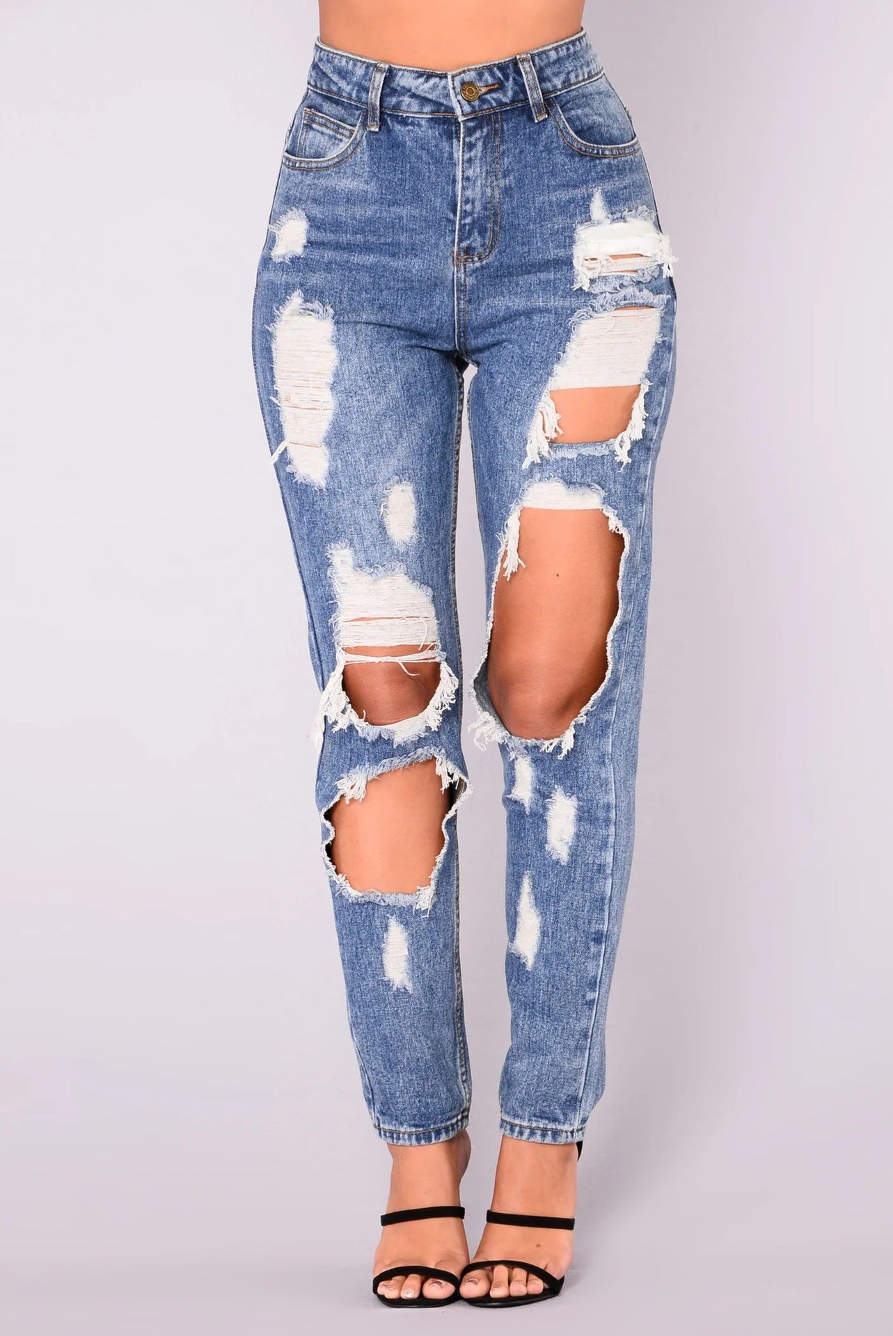 Ripped Slim Women's Denim Long Pants 3