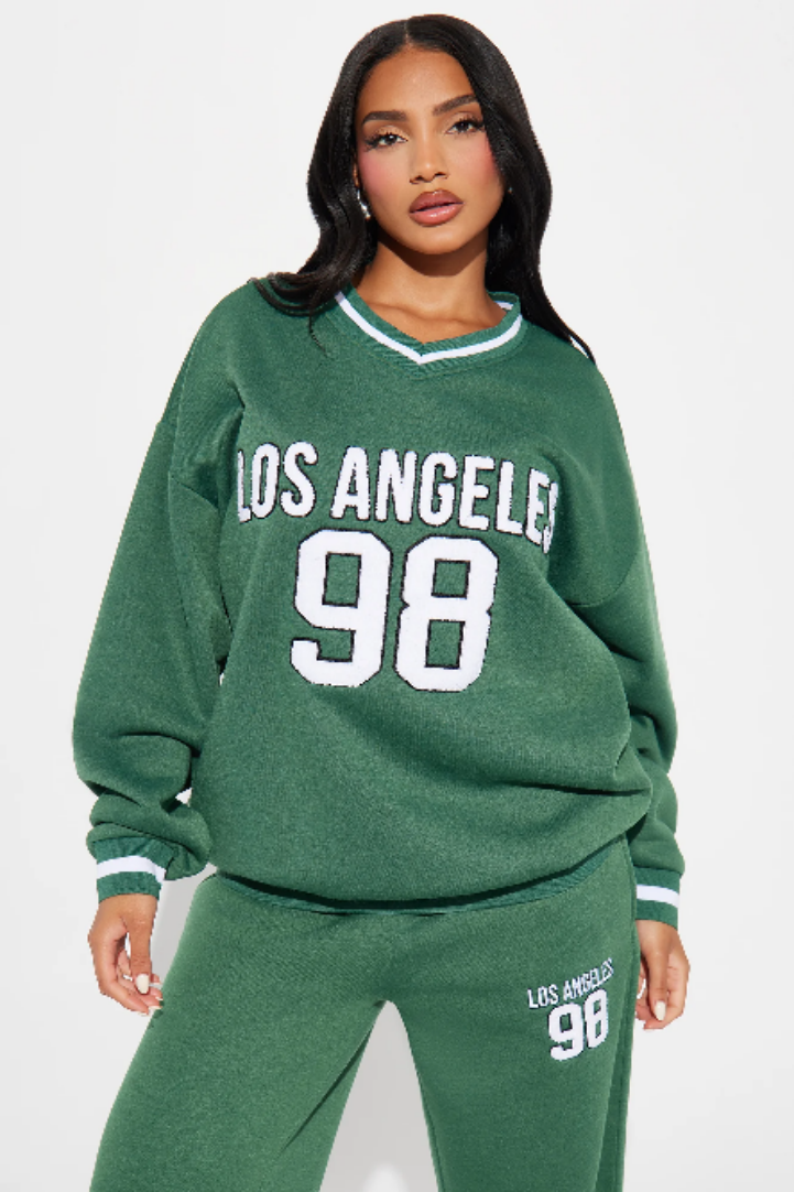 Men And Women Letter Printed Loose Sports Top And Pants Set