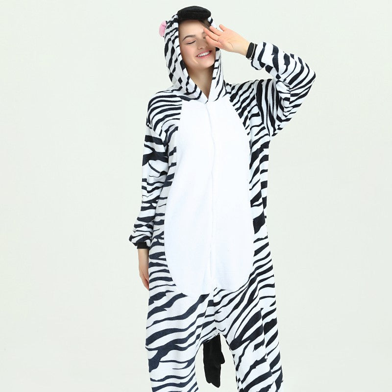 Exclusive flannel parent-child cartoon animal one-piece pajamas 14
