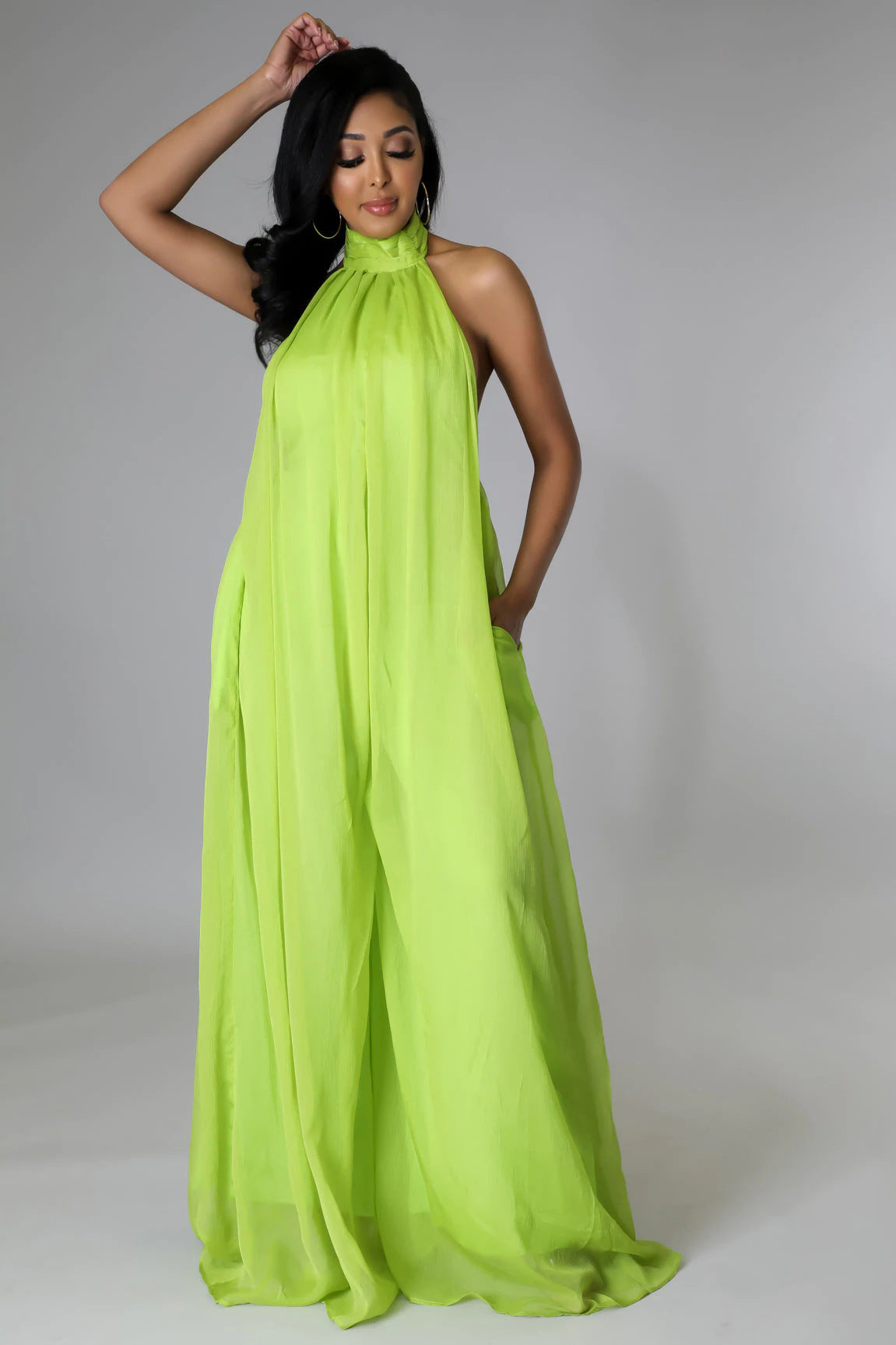 Casual Chiffon Loose Low Back Women'S Jumpsuit 5