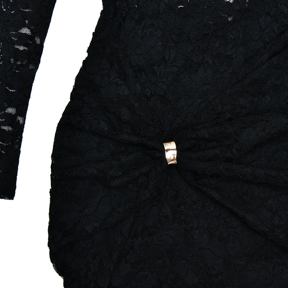 Women Summer Lace Sexy Hollow See-Through Bodycon Dress 12