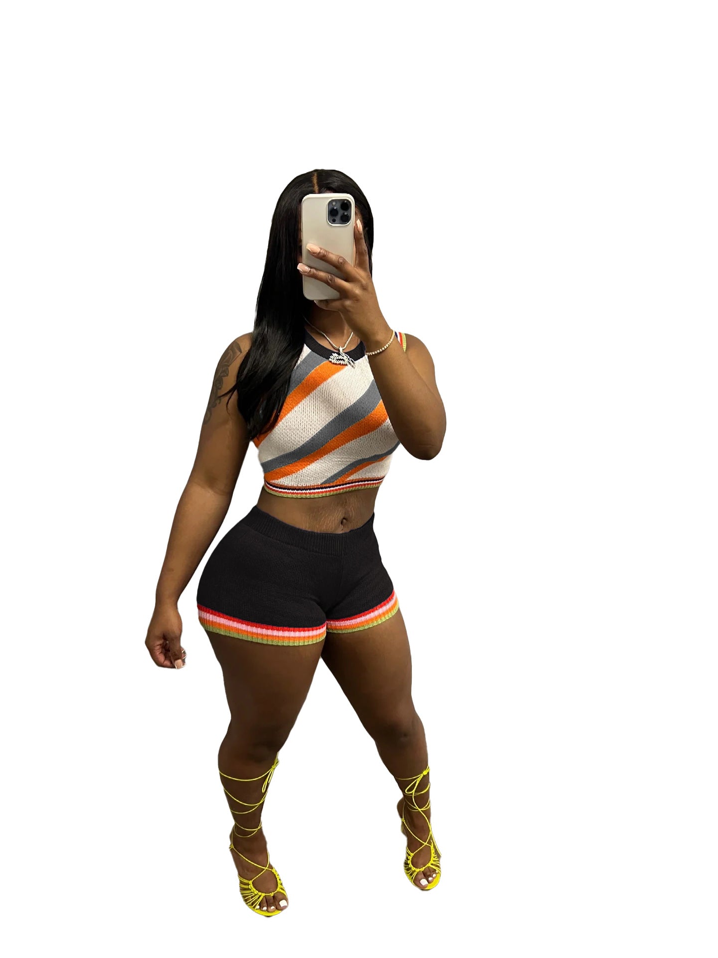 Women Tank Top and Shorts Sweater Two Piece 25