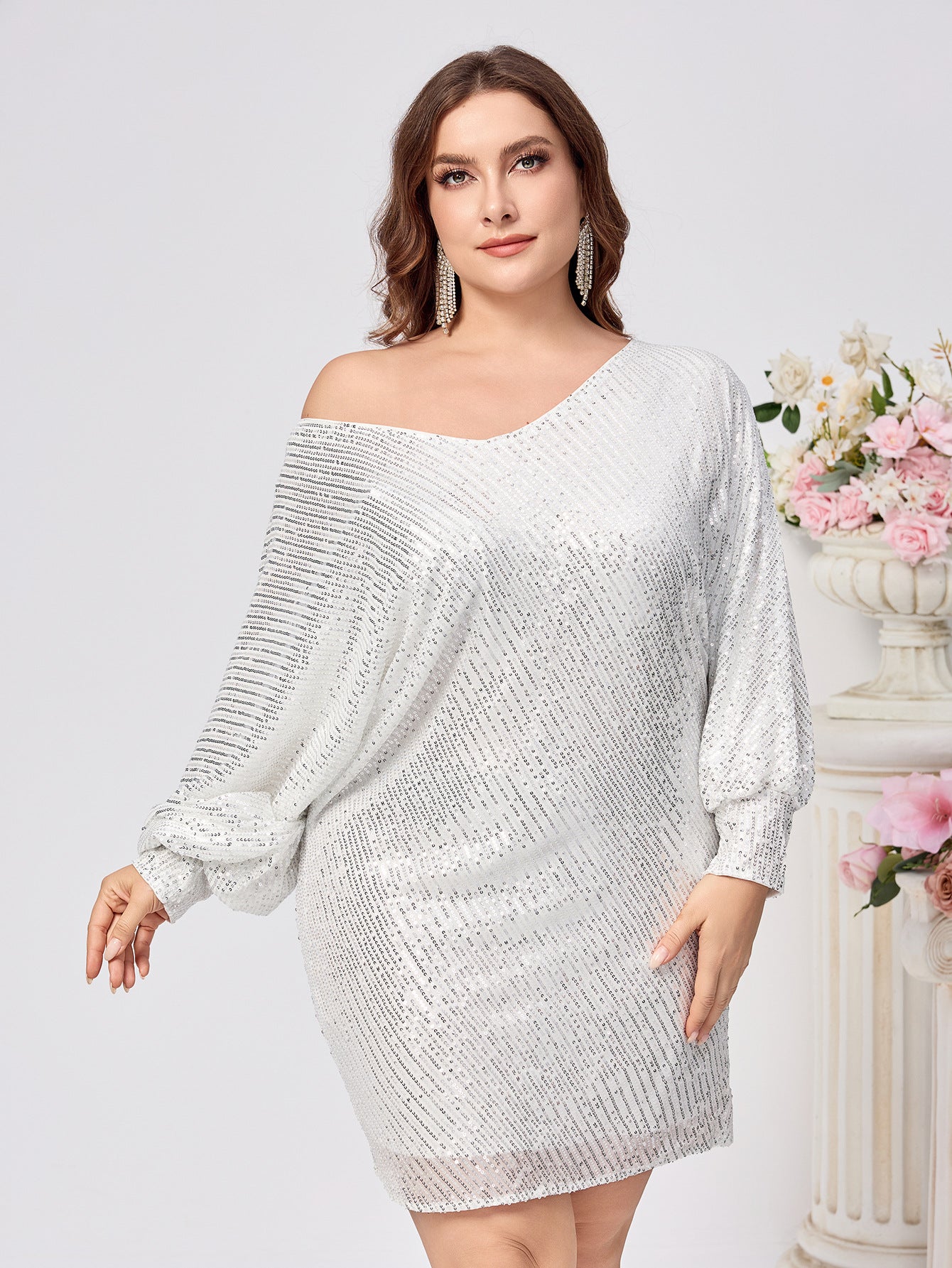 Plus Size sequin Cocktail Party Dress Evening Gown 4